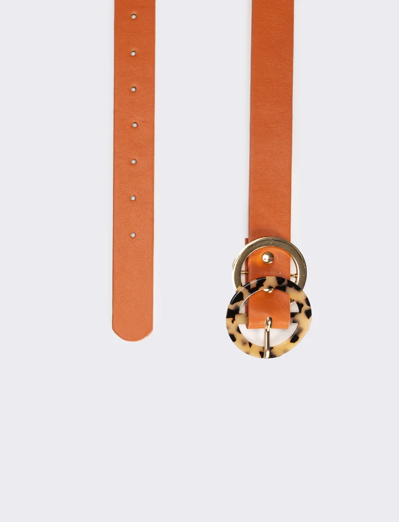 Cintura donna doppia fibbia cerchi - Arancio