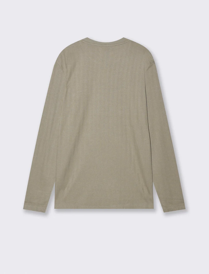 Girocollo a coste effetto maglia lungo - Verde salvia
