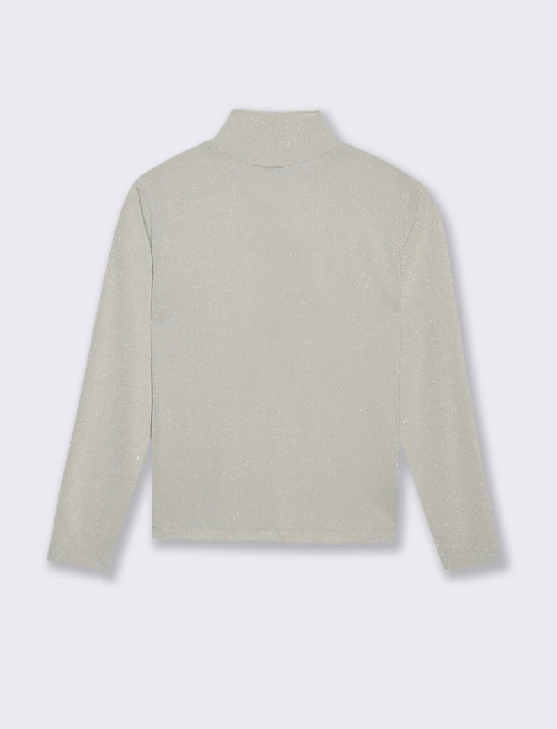 T-SHIRT IN TESSUTO CON FILO EFFETTO METALLO - Avorio