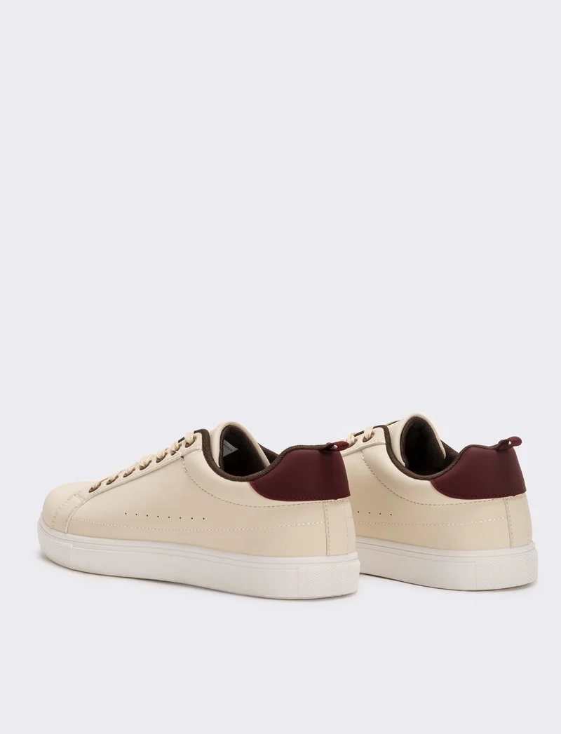 Sneakers con riporto bordeaux da uomo - Bianco burro