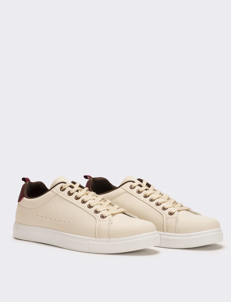 Sneakers con riporto bordeaux da uomo - Bianco burro