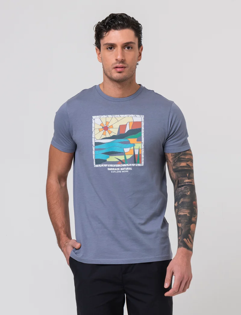 T-shirt con stampa effetto ricamo da uomo - CARTA DA ZUCCHERO