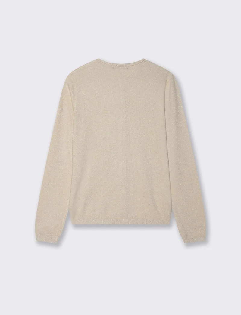 CARDIGAN CON TESSUTO CON FILO EFFETTO METALLO - Avorio