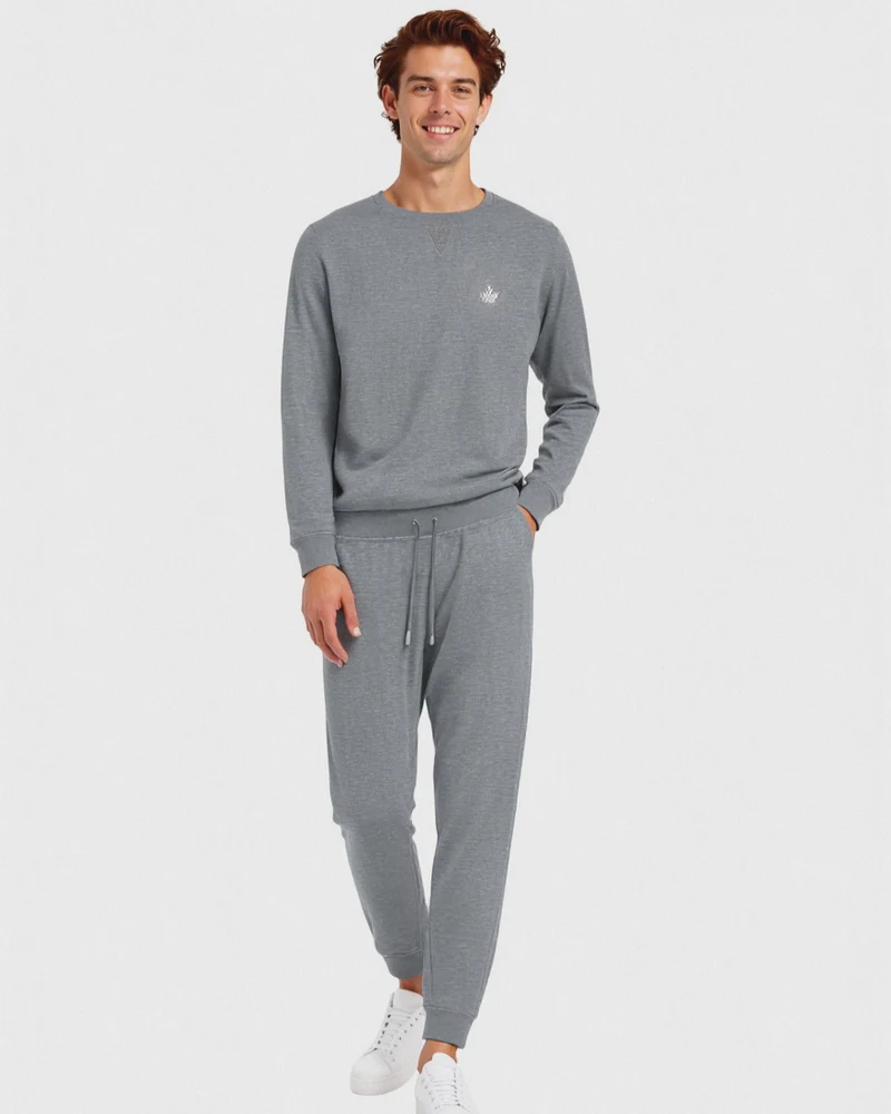 PANTALONI JOGGER IN FELPA CON TASCA LATERALE - Grigio mel.