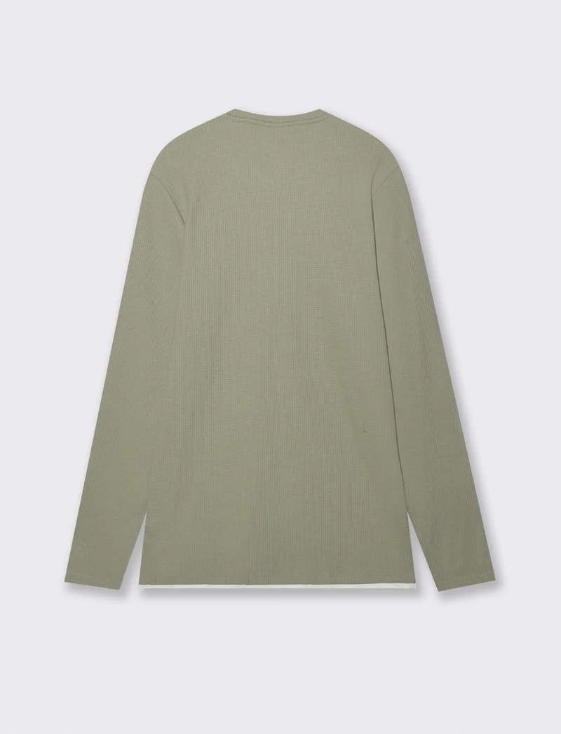 MAGLIA GIROCOLLO STRUTTURA WAFFEL - Verde salvia