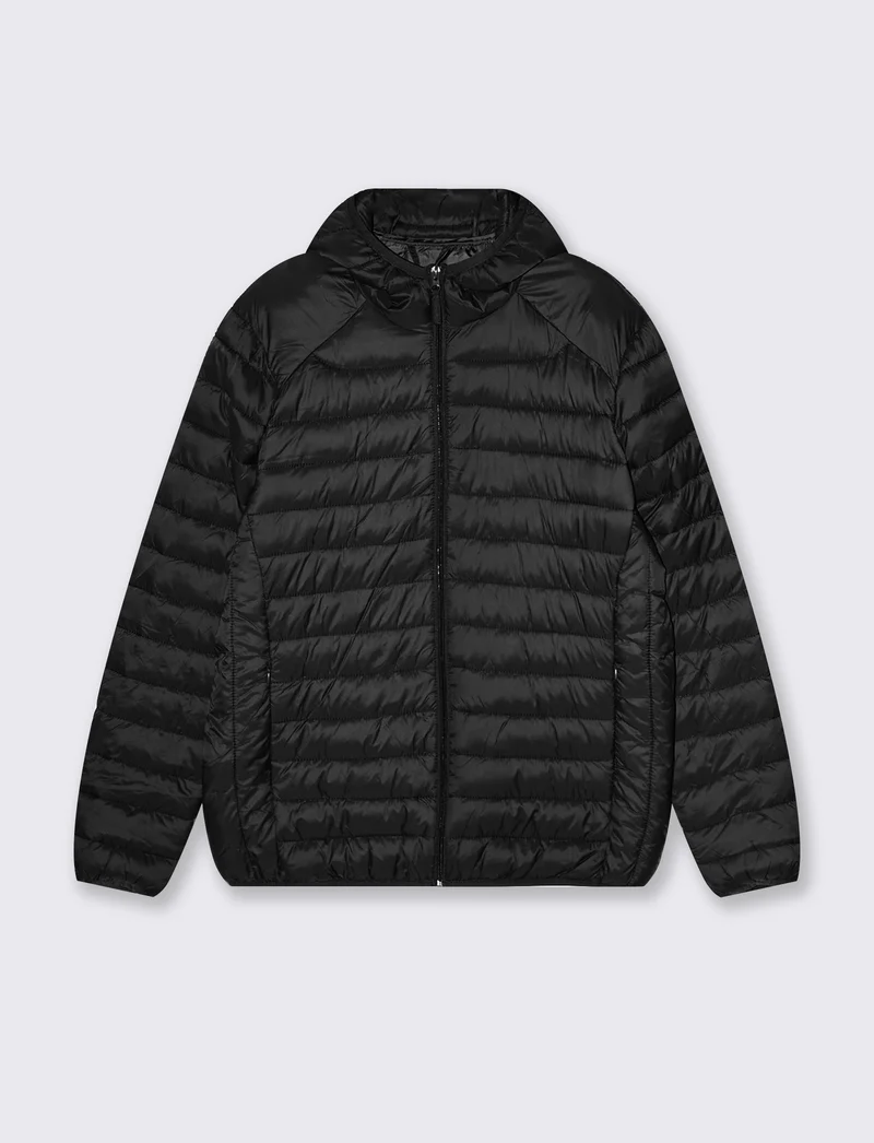 GIUBBOTTO PIUMINO CON CAPPUCCIO - Nero