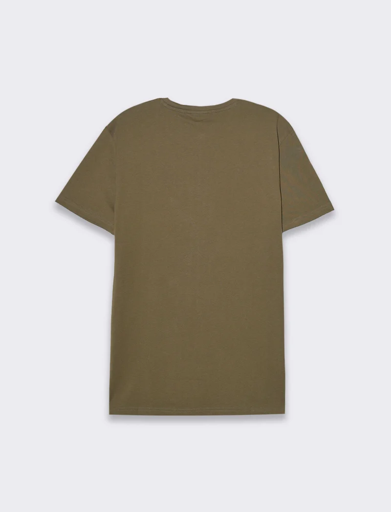 T-shirt in cotone con stampa regular fit da uomo - Verde kaki