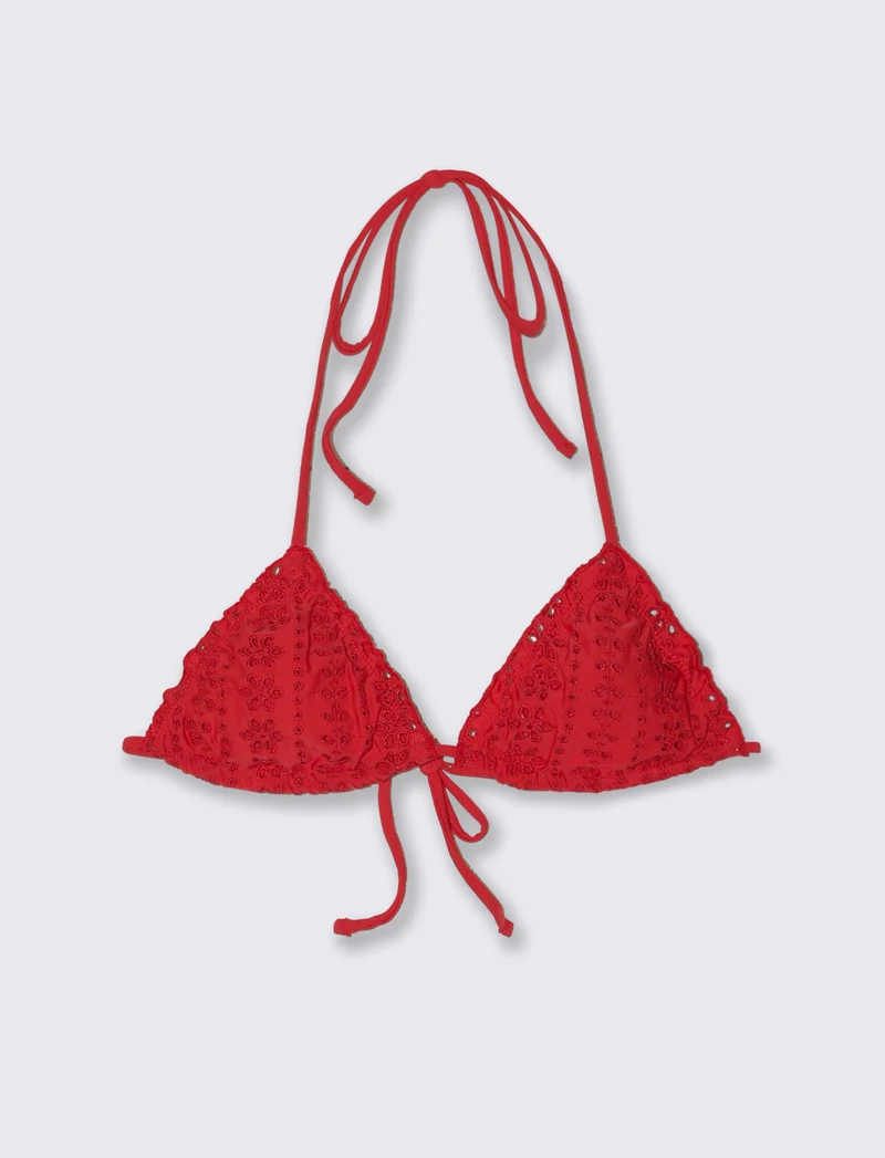 Reggiseno mare donna triangolo pizzo san gallo - Rosso
