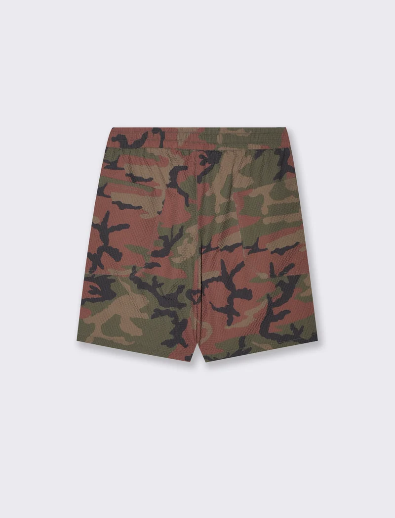 Bermuda jogger mimetico in seersucker da uomo - Verde mimetico