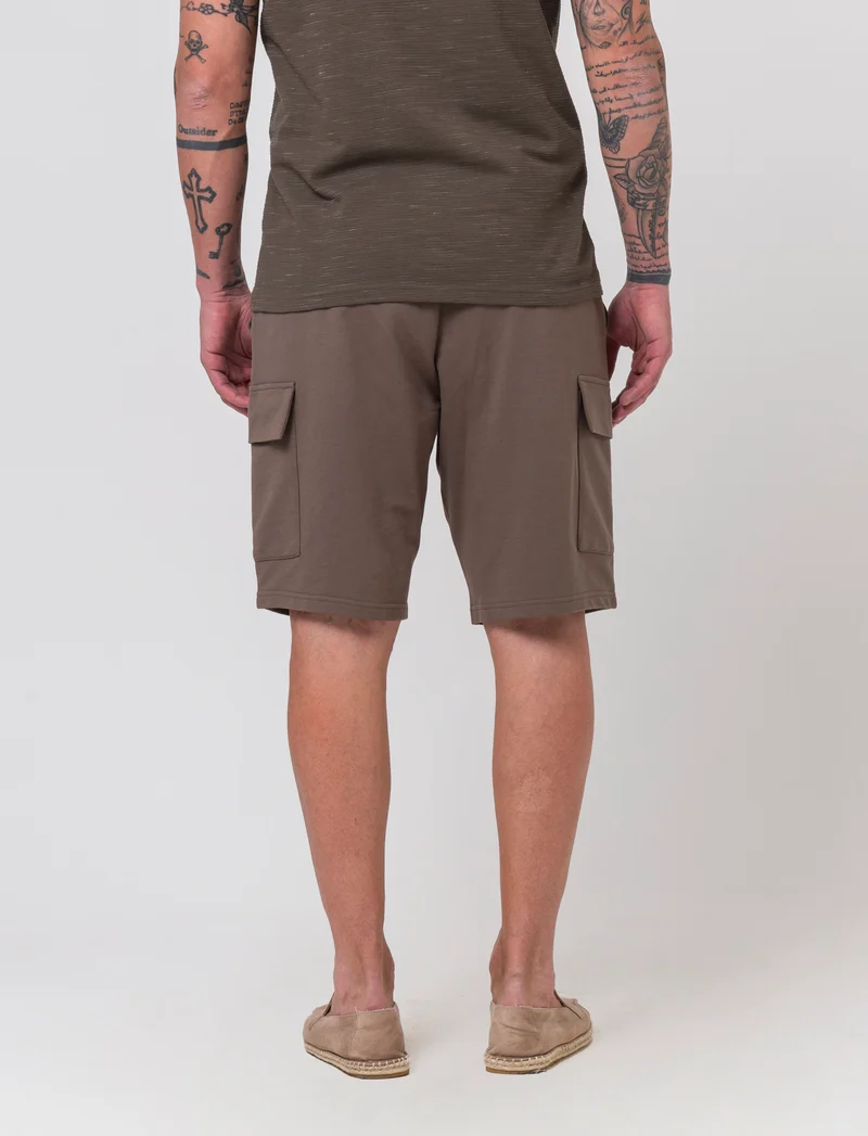 Bermuda in felpa con vita jogger da uomo - Grigio fango