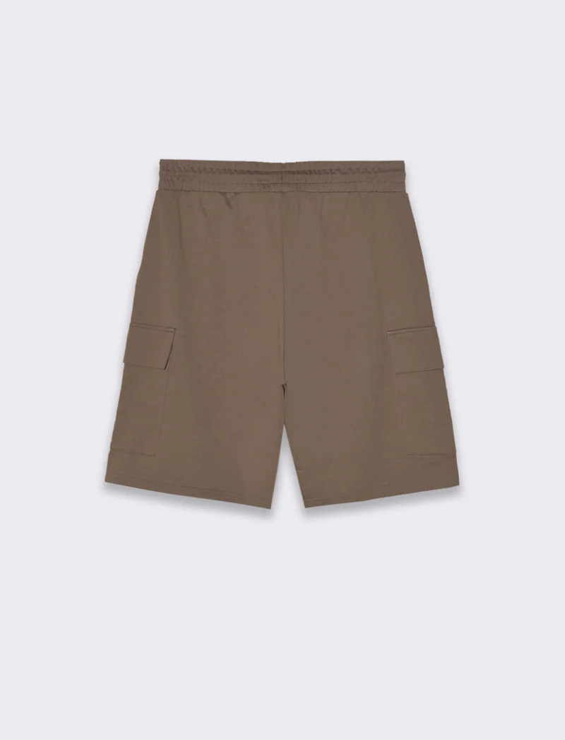 Bermuda in felpa con vita jogger da uomo - Grigio fango