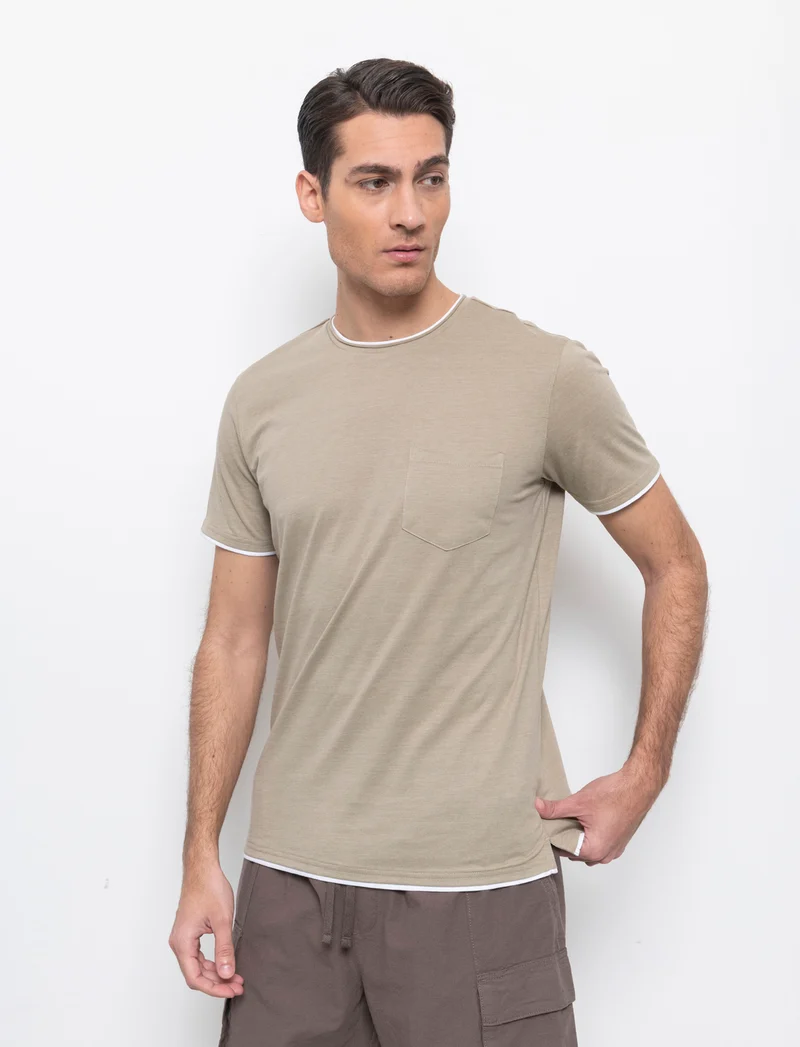 T-shirt effetto melange con tasca da uomo - Verde salvia