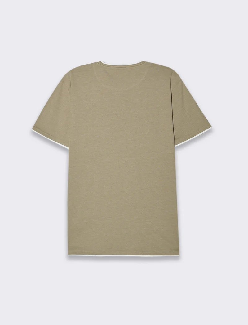 T-shirt effetto melange con tasca da uomo - Verde salvia