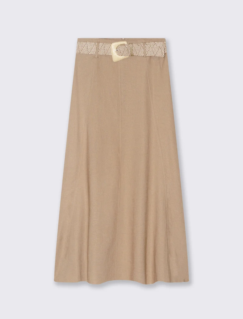 Gonna con cintura da donna - Caramello