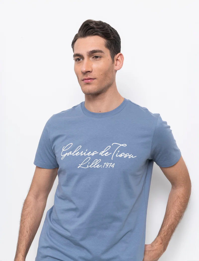 T-shirt con stampa effetto ricamo da uomo - CARTA DA ZUCCHERO
