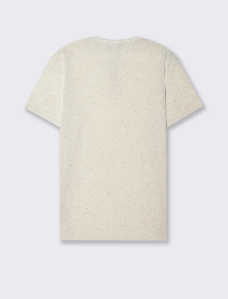 T-shirt serafino struttura misto lino da uomo - Beige ecru