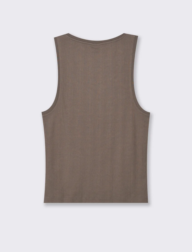 Canotta in tessuto a coste effetto maglia da uomo - Grigio fango