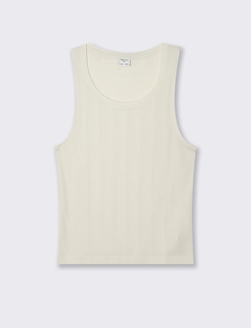 Canotta in tessuto a coste effetto maglia da uomo - Beige ecru