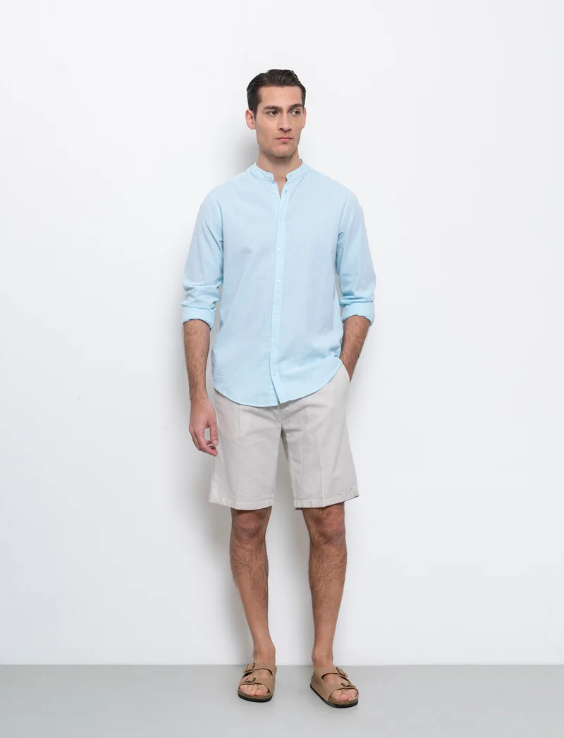 Bermuda vita jogger misto lino da uomo - Grigio ghiaccio