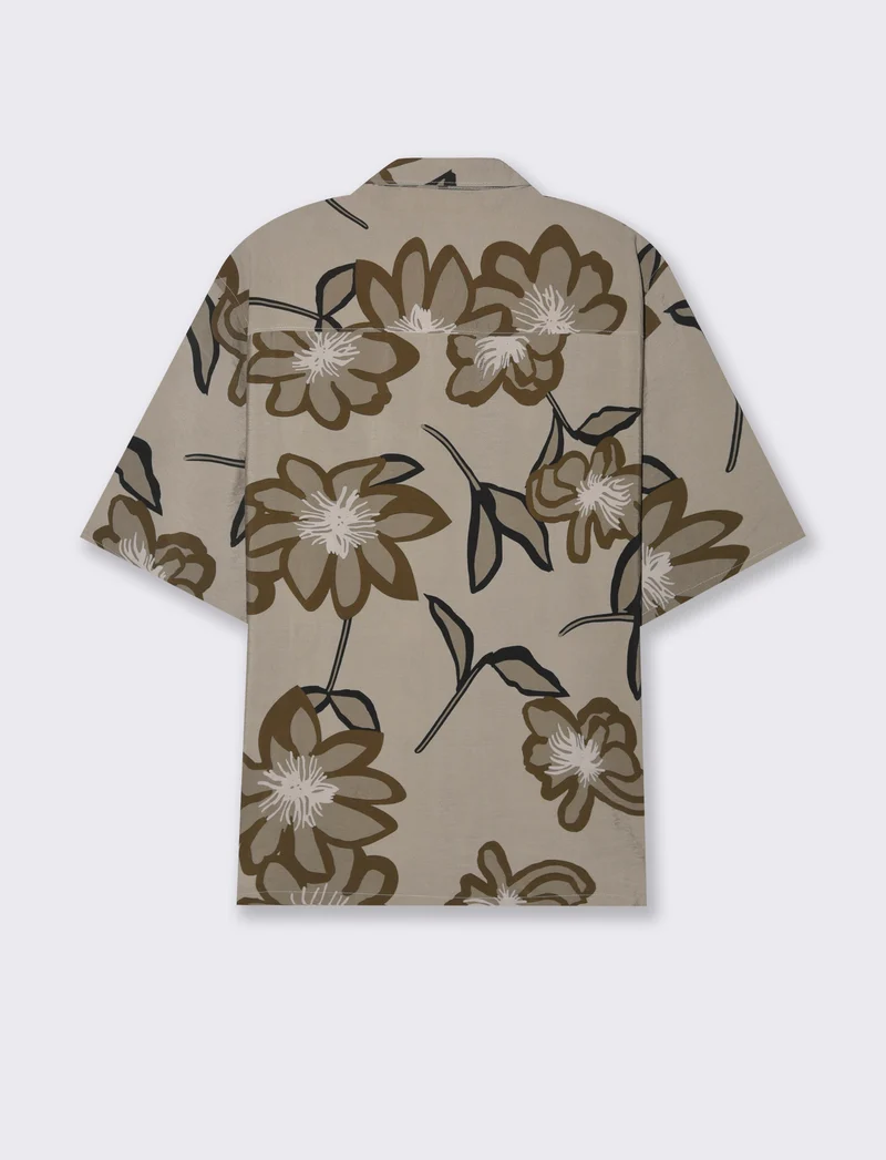 Camicia a fantasia in viscosa nylon da uomo - Grigio tortora