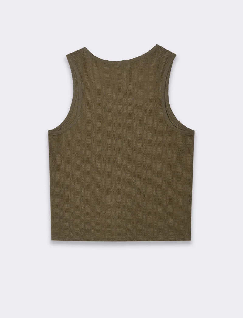 Canotta in tessuto jaquard effetto maglia da uomo - Verde kaki