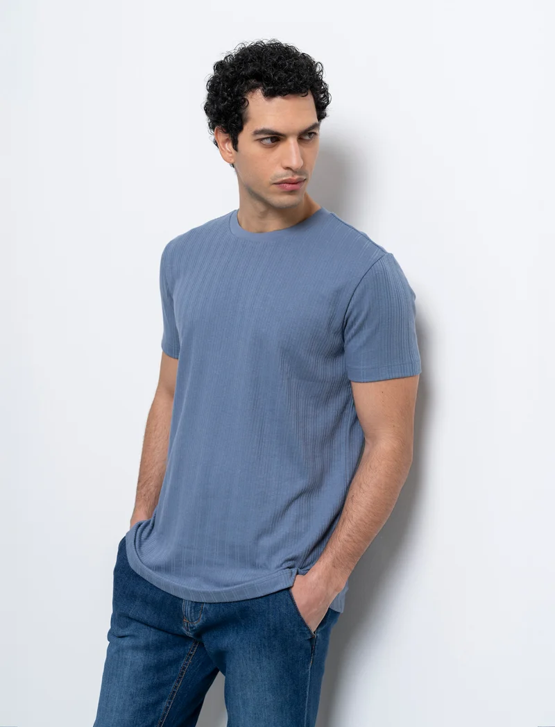 T-shirt a coste effetto maglia da uomo - CARTA DA ZUCCHERO