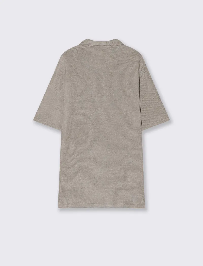 Polo con struttura a maglia da uomo - Verde salvia