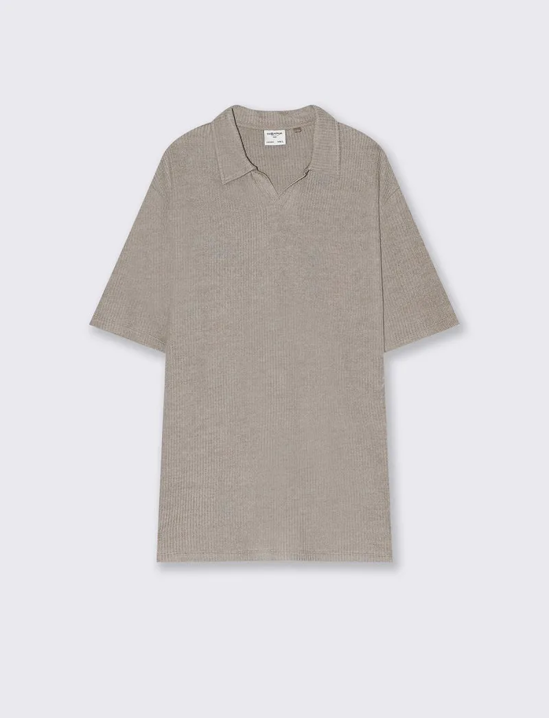 Polo con struttura a maglia da uomo - Verde salvia