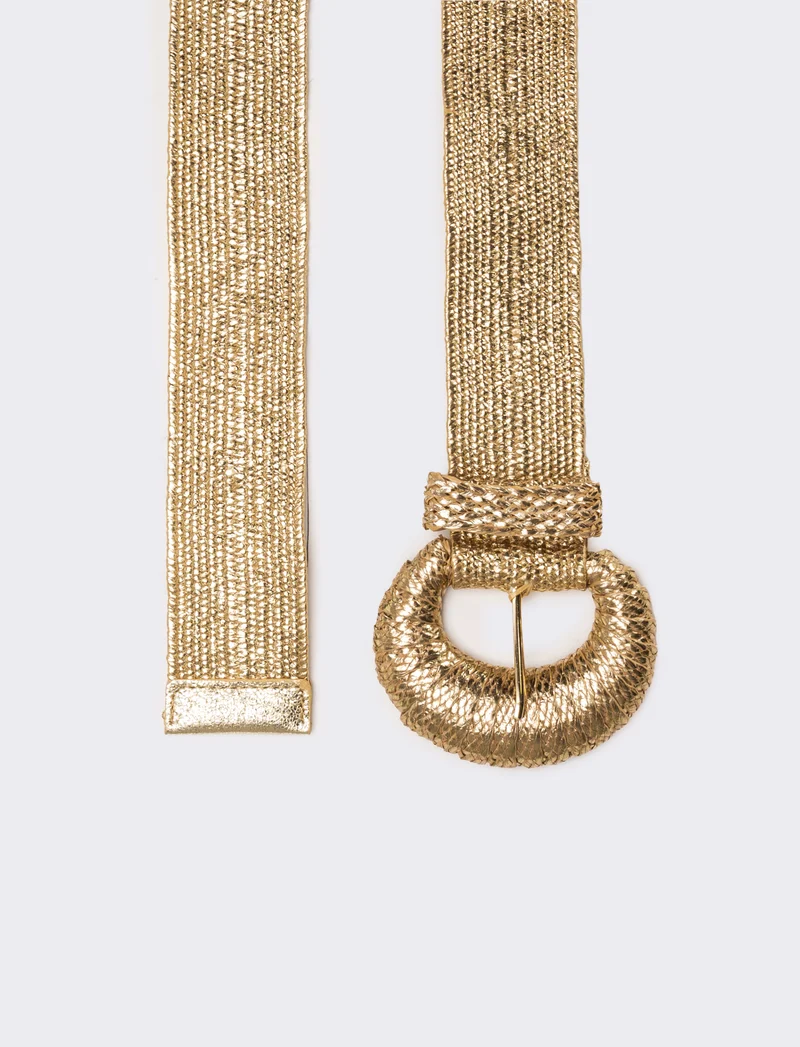 Cintura donna elastica con fibbia rivestita - Oro