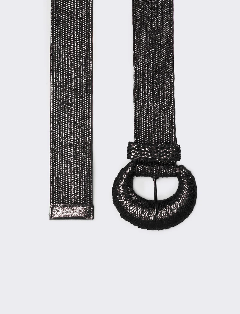 Cintura donna elastica con fibbia rivestita - Nero