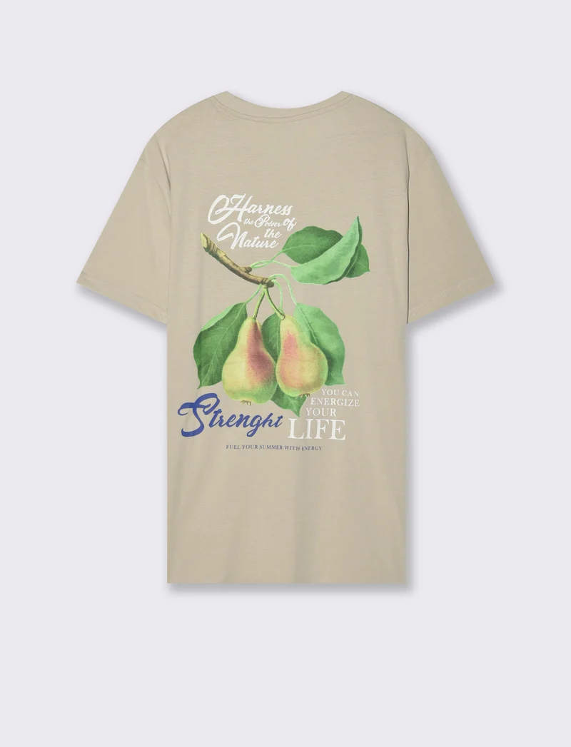 T-shirt con stampa avanti ed indietro da uomo - Grigio ghiaccio