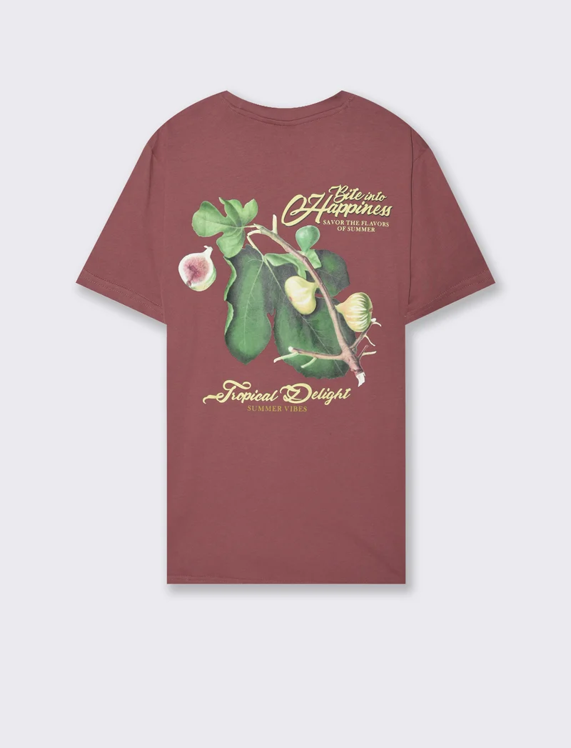 T-shirt con stampa avanti ed indietro da uomo - Bordeaux