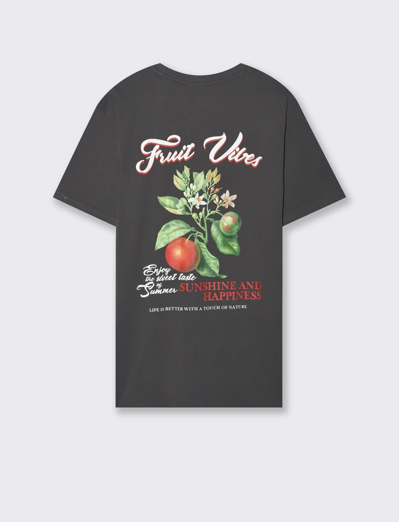 T-shirt con stampa avanti ed indietro da uomo - Grigio piombo
