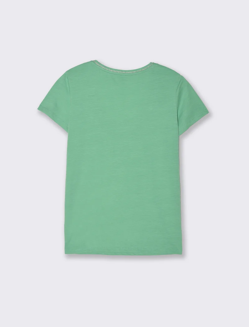 T-shirt con bordino in filo effetto metallico da donna - Verde menta