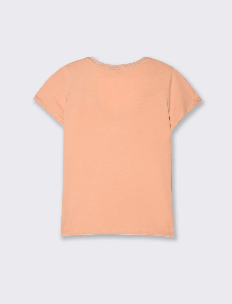 T-shirt con bordino in filo effetto metallico da donna - Melone