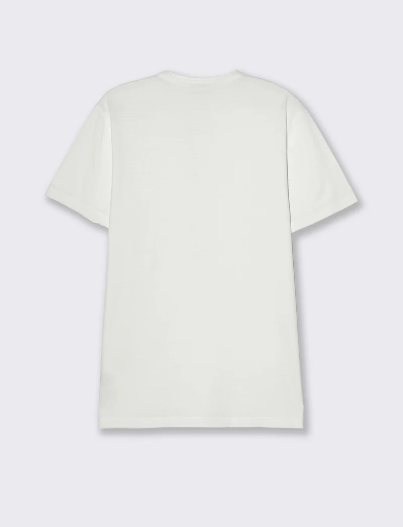 T-shirt serafino struttura jacquard da uomo - Bianco
