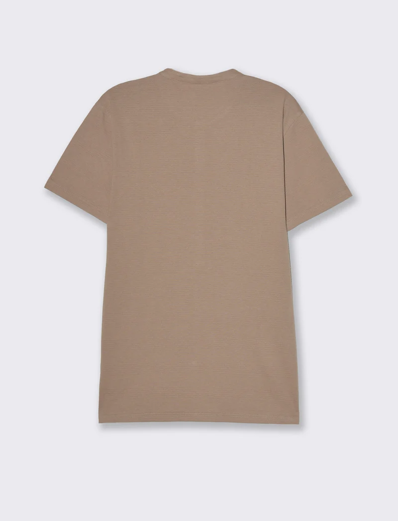 T-shirt serafino struttura jacquard da uomo - Grigio tortora