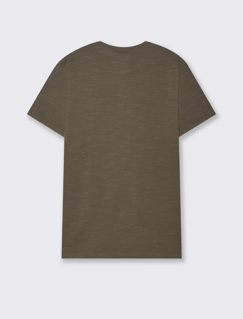 T-shirt serafino struttura slub injected da uomo - Verde kaki