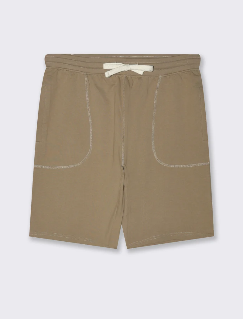 Bermuda in felpa con vita jogger da uomo - Grigio tortora