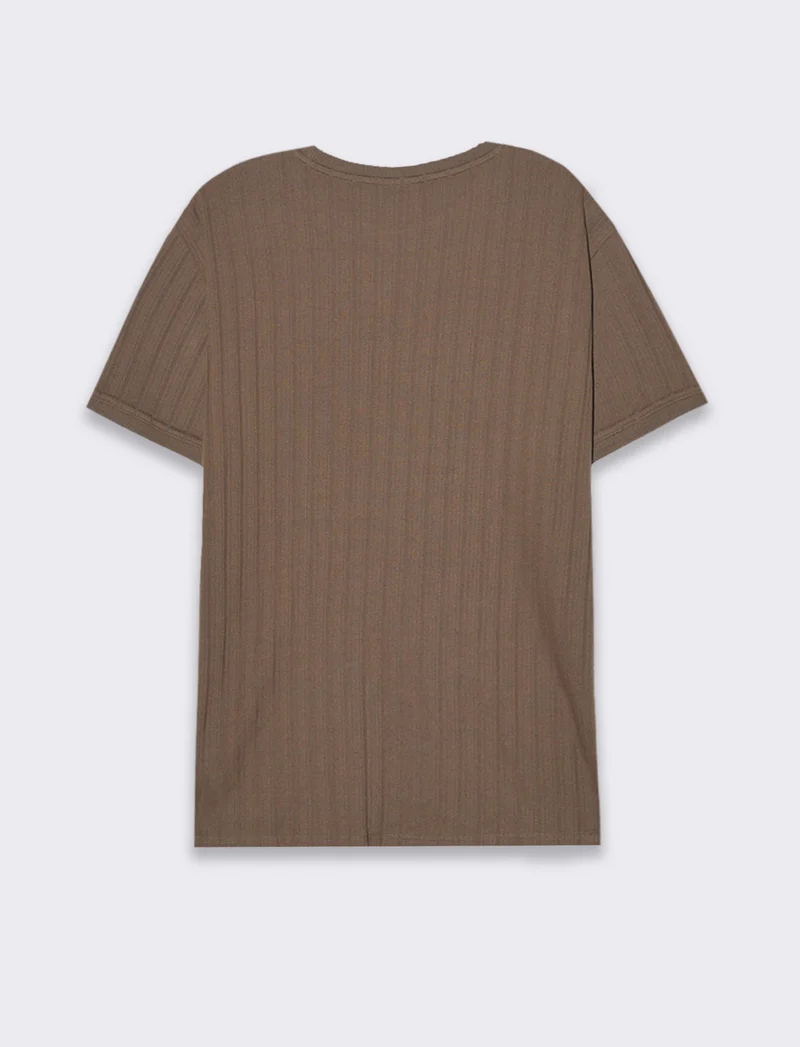 T-shirt struttura jacquard effetto maglia da uomo - Grigio fango