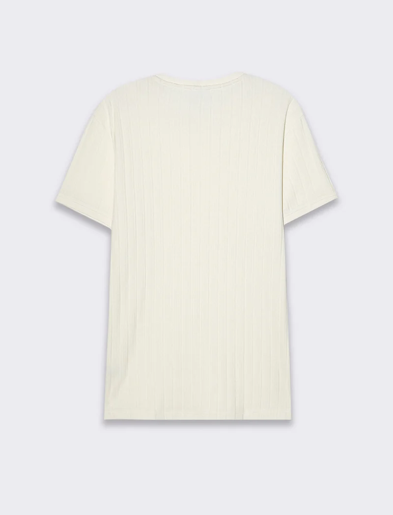 T-shirt struttura jacquard effetto maglia da uomo - Beige ecru