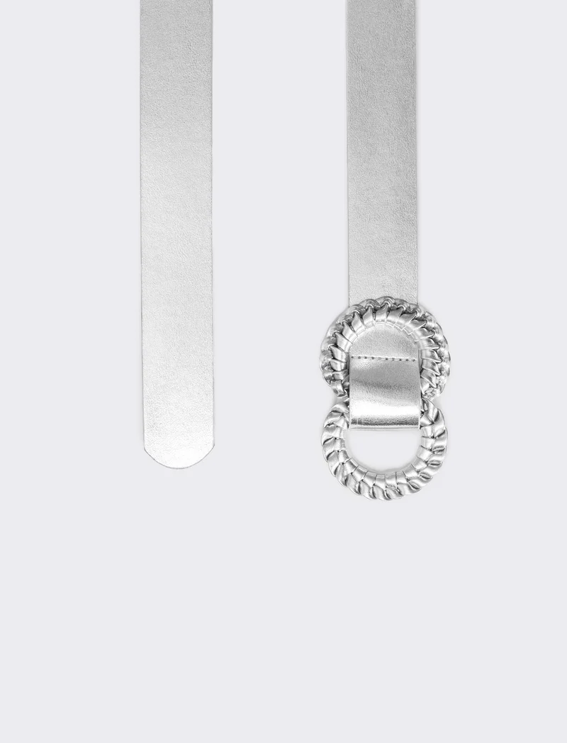 Cintura donna doppia fibbia intreccio - Argento