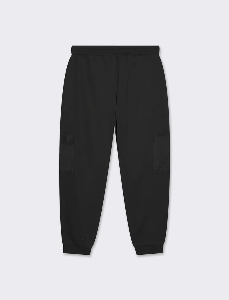 Pantaloni baggy fit in felpa con tasconi da uomo - Nero