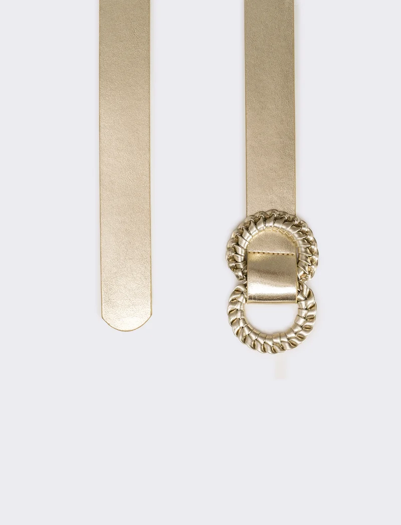 Cintura donna doppia fibbia intreccio - Oro