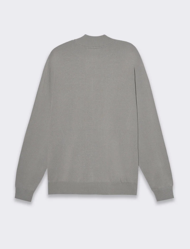 Maglia cardigan collo bomber in filato premium da uomo - Grigio