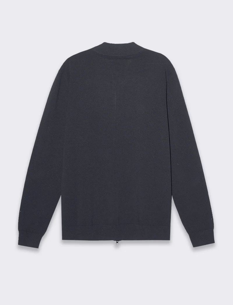 Maglia cardigan collo bomber in filato premium da uomo - Avion