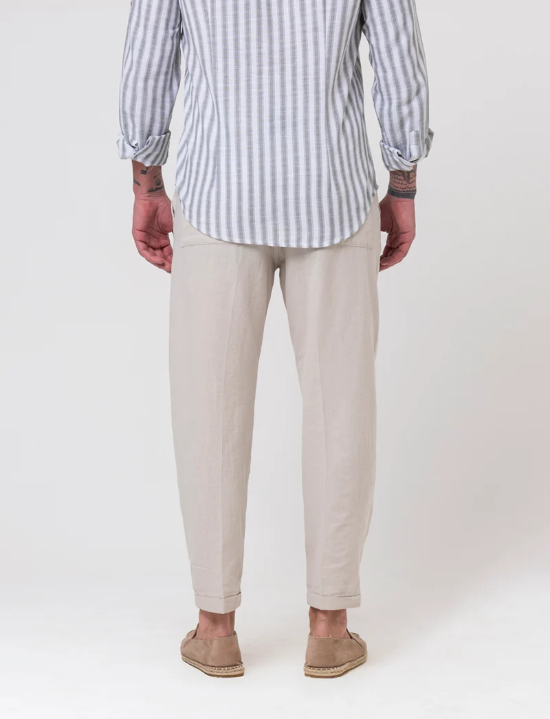 Pantaloni jogger in tessuto misto lino da uomo - Grigio ghiaccio