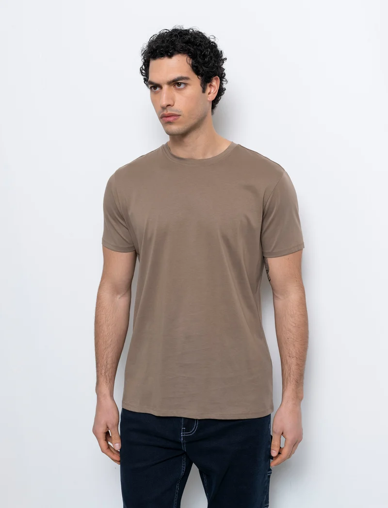 T-shirt in cotone premium mercerizzato da uomo - Grigio tortora