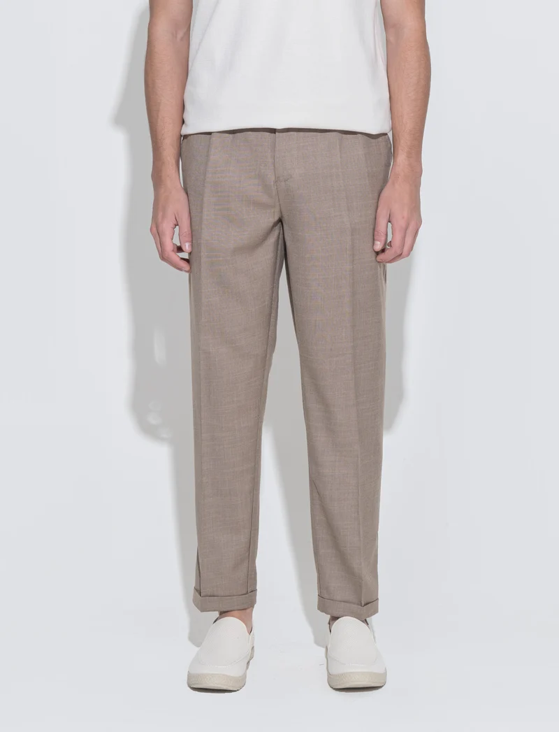 Pantaloni chino jogger effetto fil a fil da uomo - Grigio fango