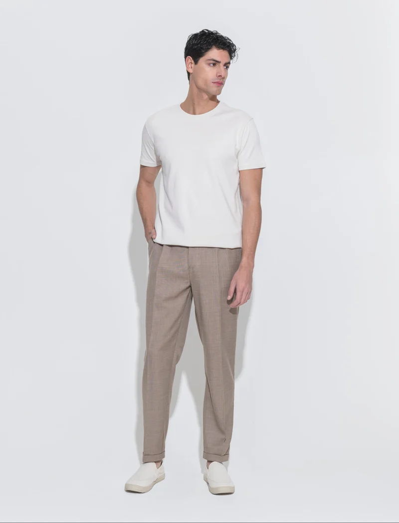 Pantaloni chino jogger effetto fil a fil da uomo - Grigio fango
